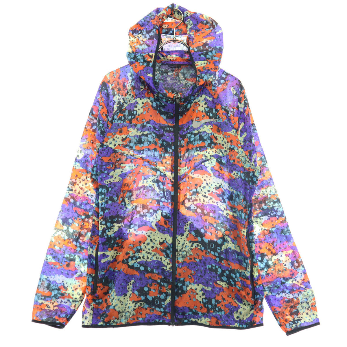 美品 NIKE ナイキ マルチカラー 長袖 ナイロンジャケット S ブルー フーディー メンズ