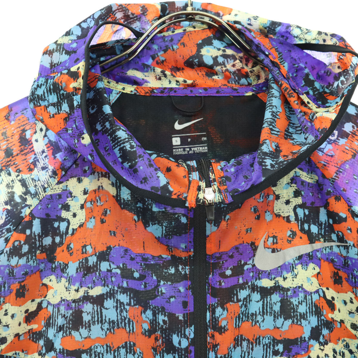 美品 NIKE ナイキ マルチカラー 長袖 ナイロンジャケット S ブルー フーディー メンズ