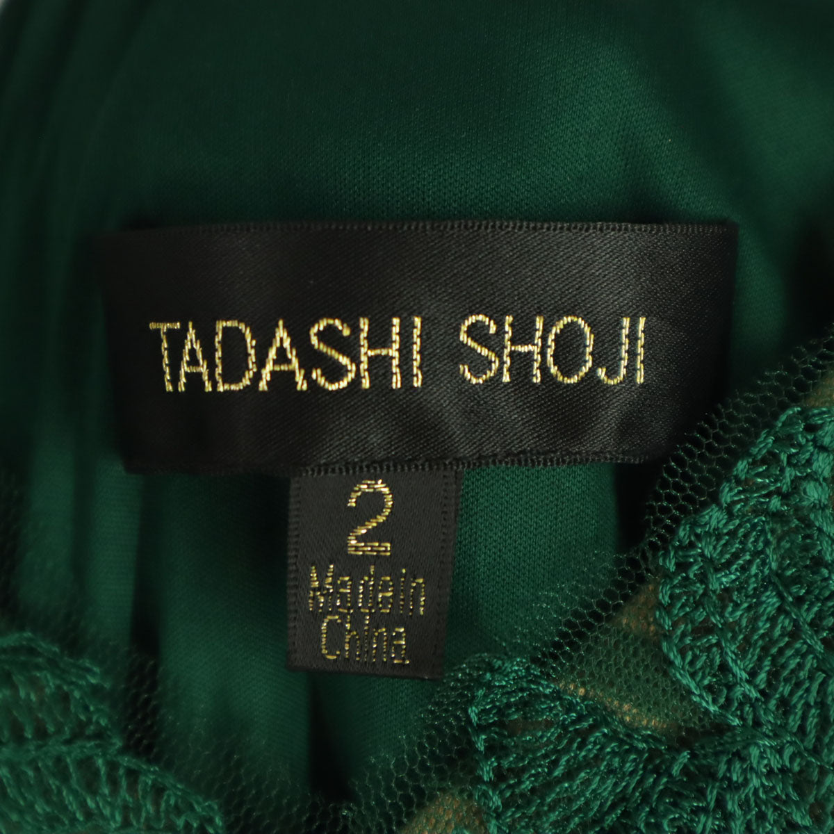 美品 TADASHI SHOJI タダシショージ 刺繍 ノースリーブ ネック ミニワンピース グリーン レディース