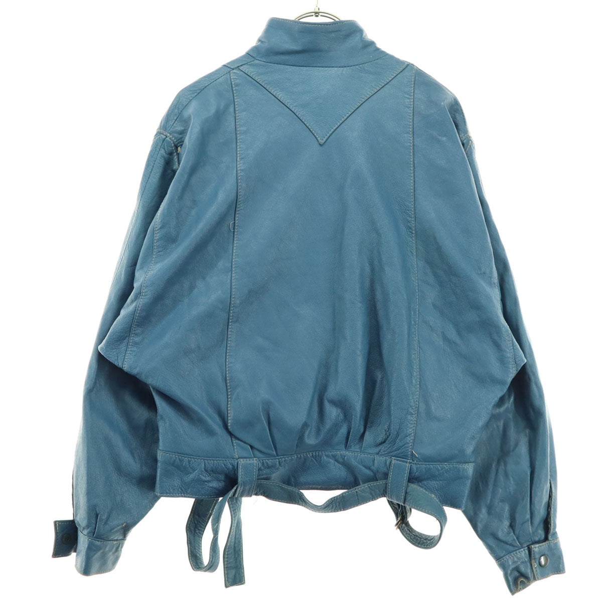 80s ヴィンテージ 長袖 レザージャケット 42 ブルー レディース