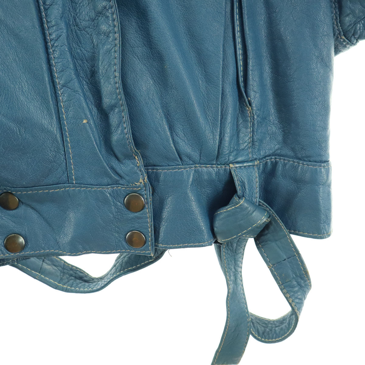 80s ヴィンテージ 長袖 レザージャケット 42 ブルー レディース