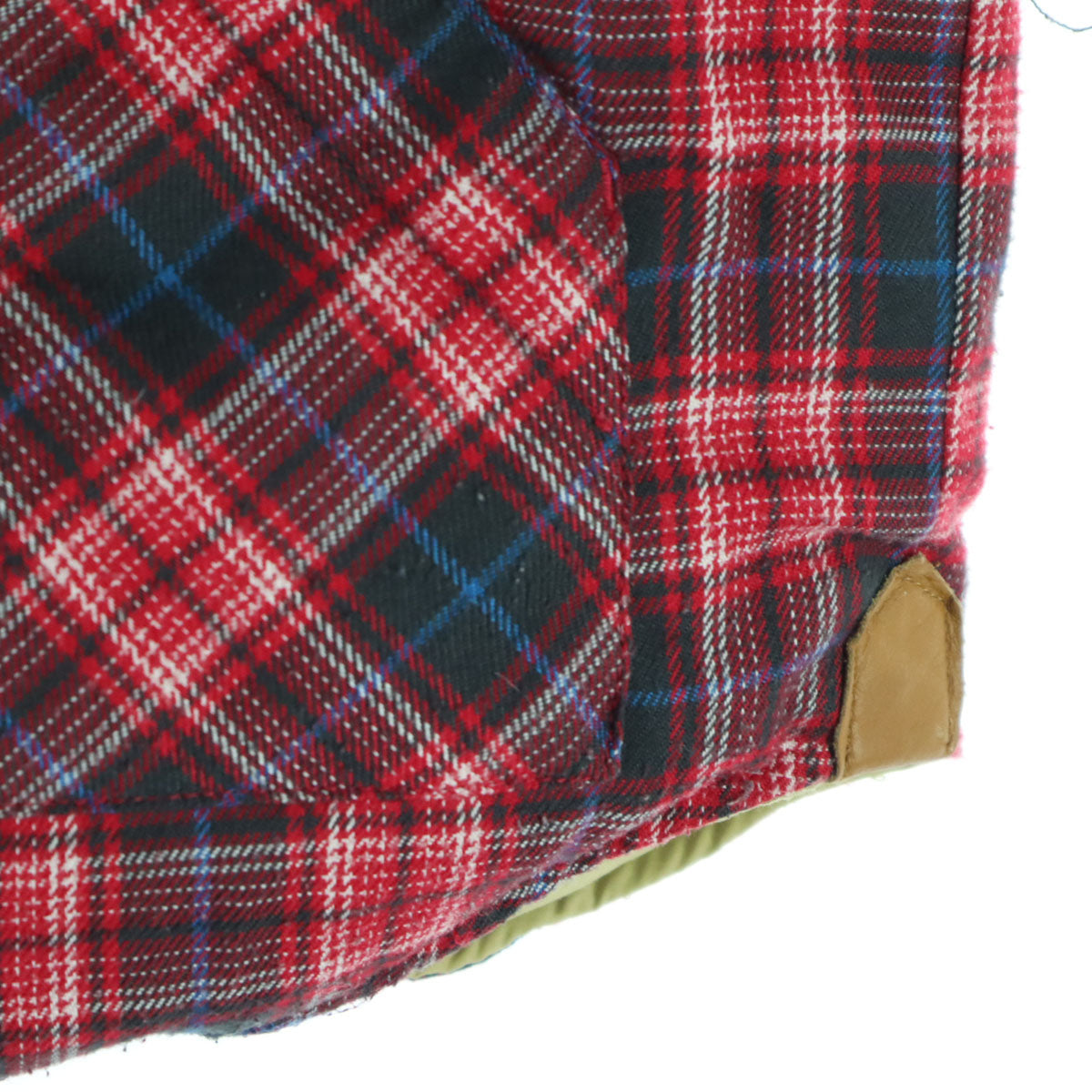 BEAMS ビームス リバーシブル チェック柄 ノースリーブ レザーヨーク ダウンベスト S ブラウン系 メンズ