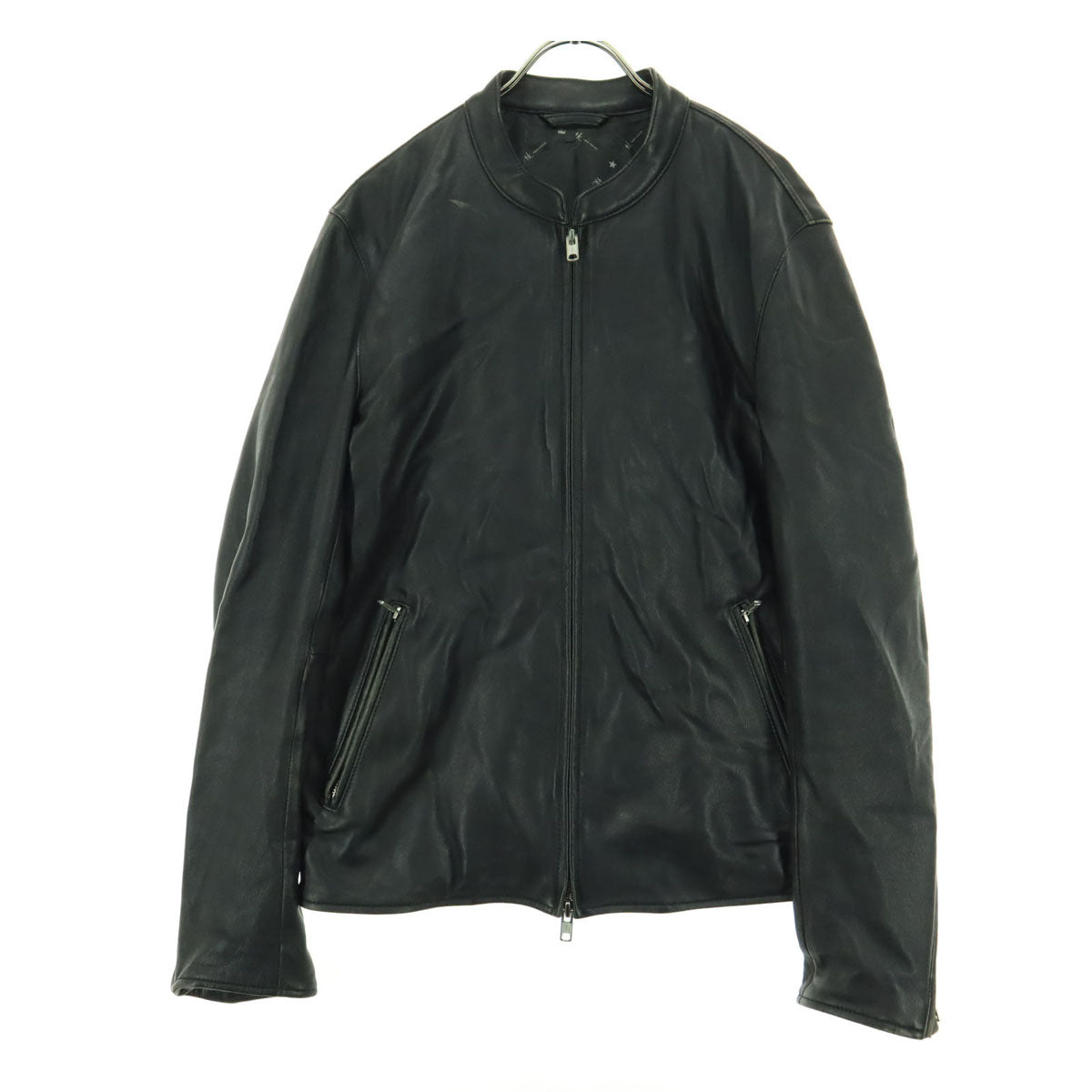 TAKEO KIKUCHI タケオキクチ 長袖 レザー シングルライダースジャケット XL ブラック 羊革 メンズ