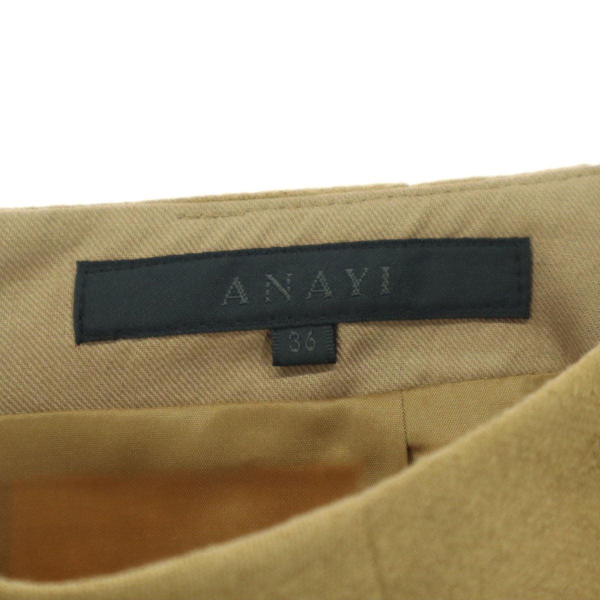 美品 ANAYI アナイ 日本製 ミニ丈 タイトスカート 36 キャメル レディース