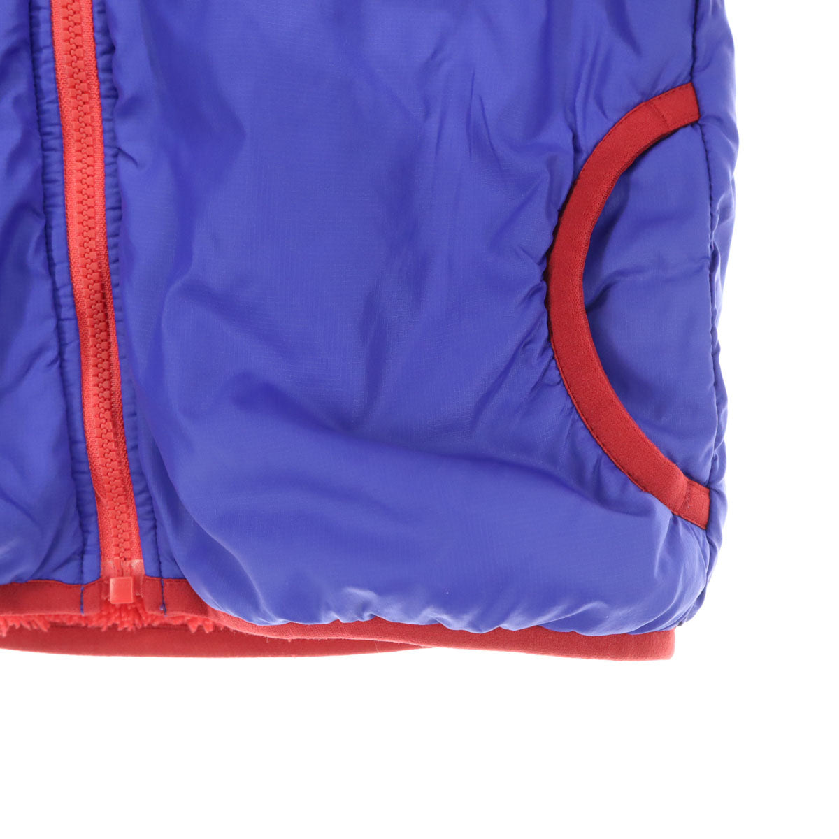 THE NORTH FACE ザノースフェイス リバーシブル ワンポイントロゴ 長袖 ナイロン フリース 中綿ジャケット 100 ブルー 品番NYJ82244 キッズ