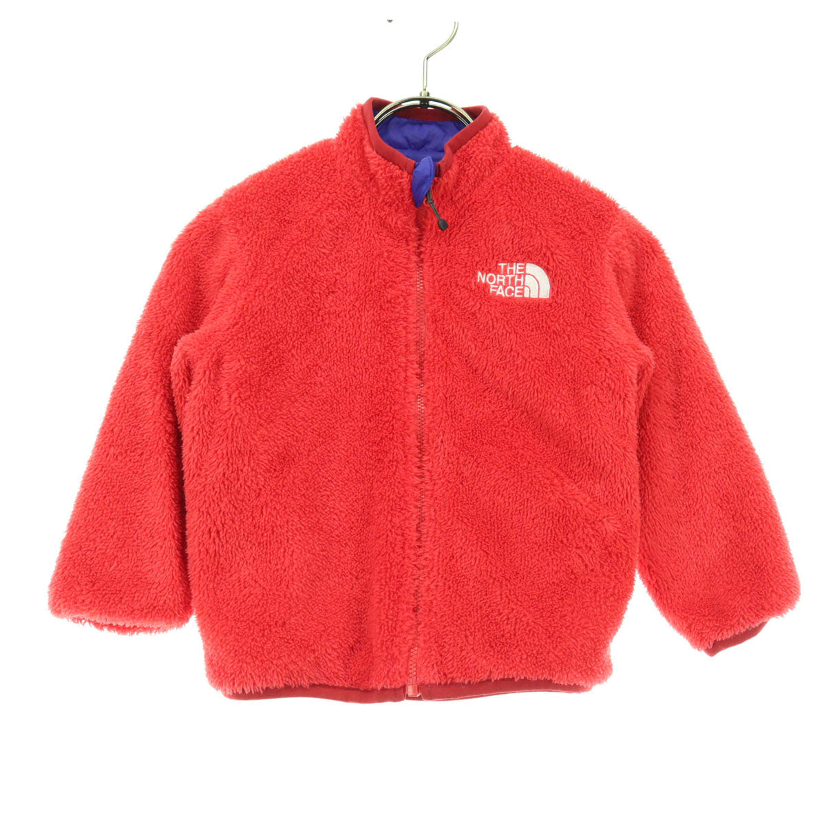 THE NORTH FACE ザノースフェイス リバーシブル ワンポイントロゴ 長袖 ナイロン フリース 中綿ジャケット 100 ブルー 品番NYJ82244 キッズ