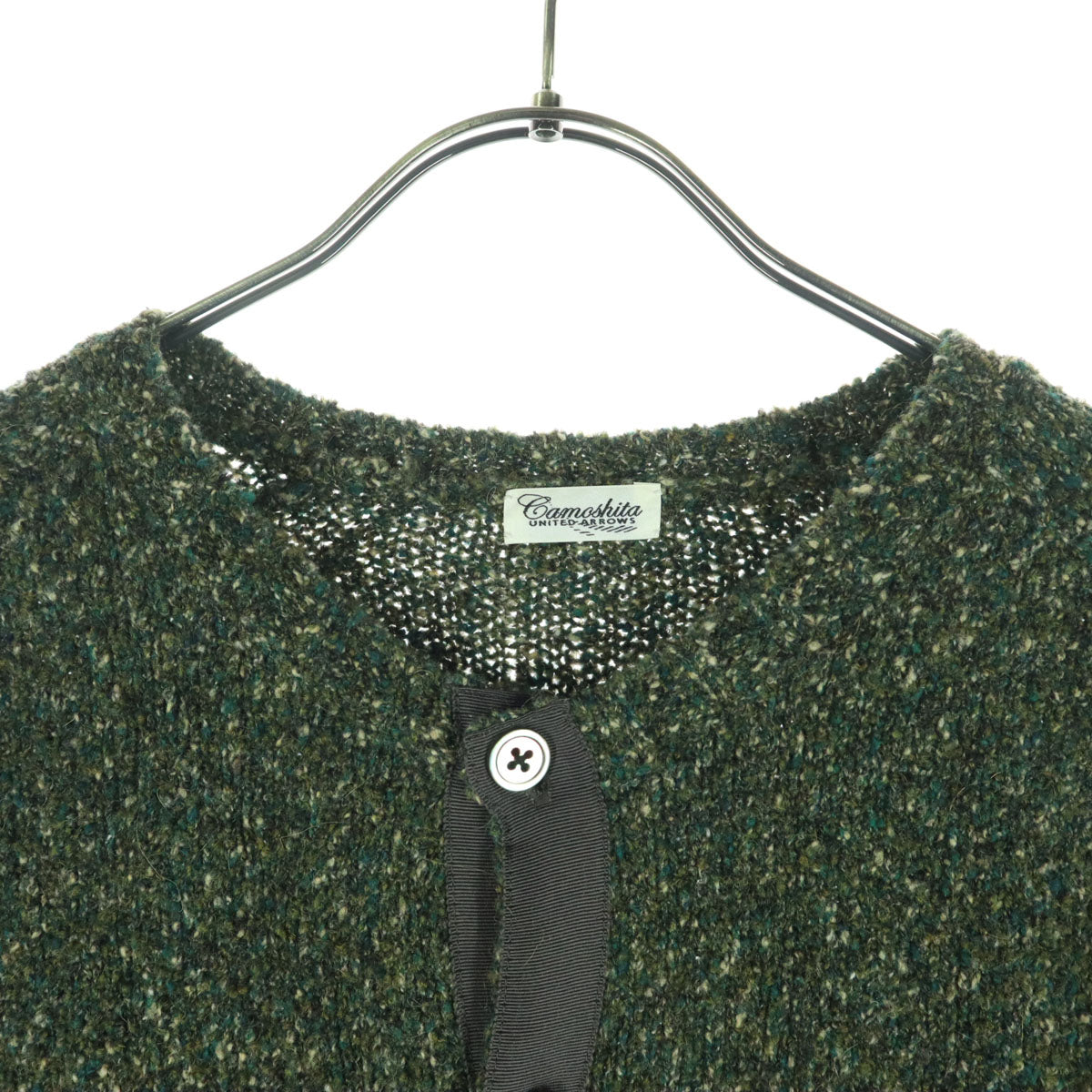 美品 Camoshita UNITED ARROWS カモシタ ユナイテッドアローズ 長袖 カーディガン 50 グリーン メンズ