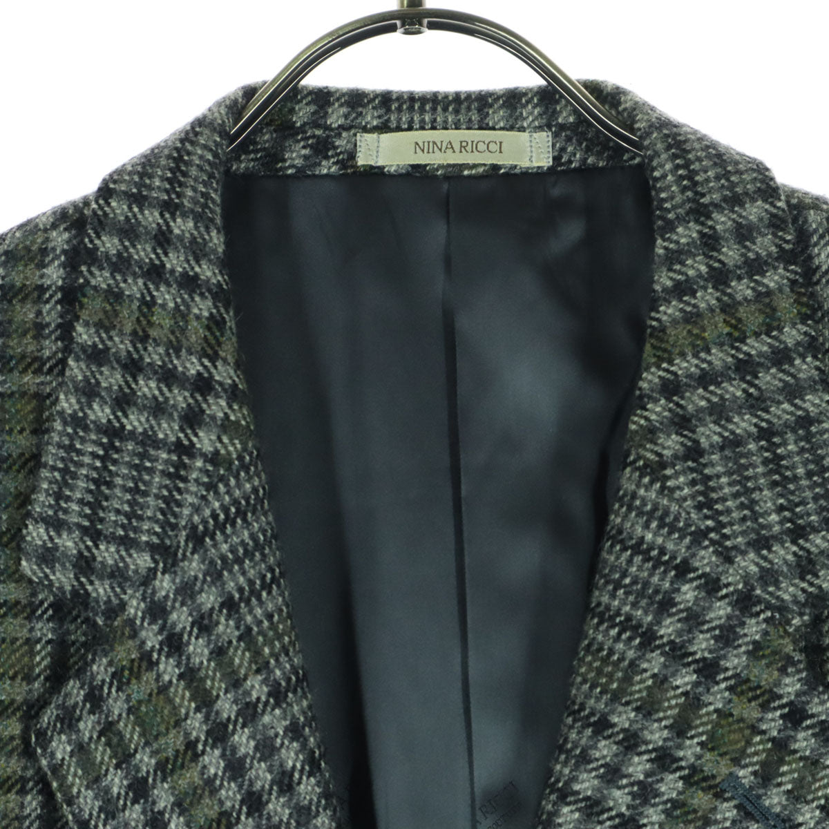 美品 NINA RICCI ニナリッチ 千鳥格子 長袖 テーラードジャケット グレー メンズ