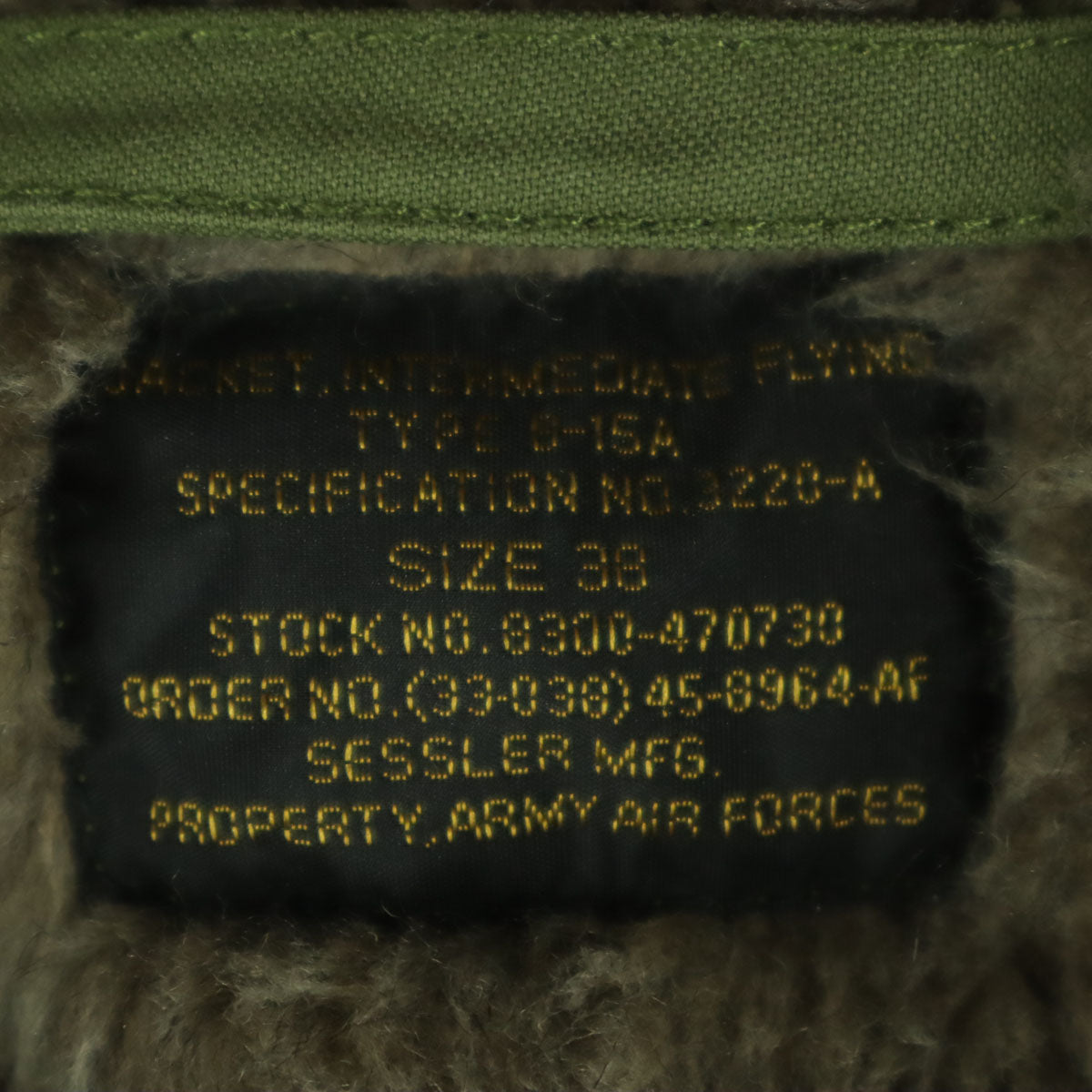 SESSLERMFGCO セスラー プリント 長袖 B-15A フライトジャケット 38 カーキ メンズ