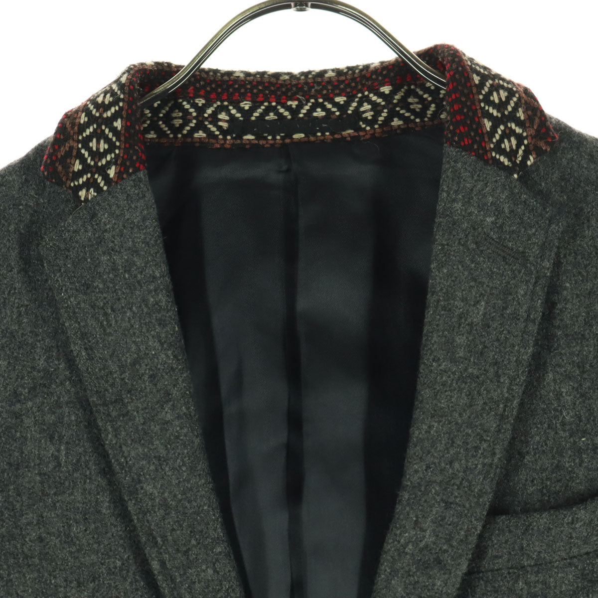 美品 BEAMS ビームス 長袖 チロリアンテープ ウールジャケット S グレー メンズ