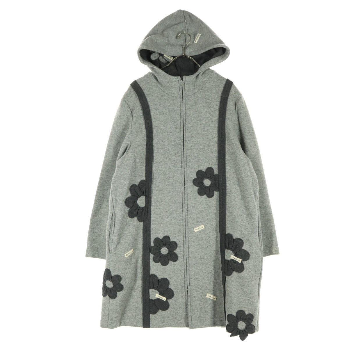 POTECHINO ポテチーノ ロゴ 花柄 長袖 ジップ コート グレー レディース