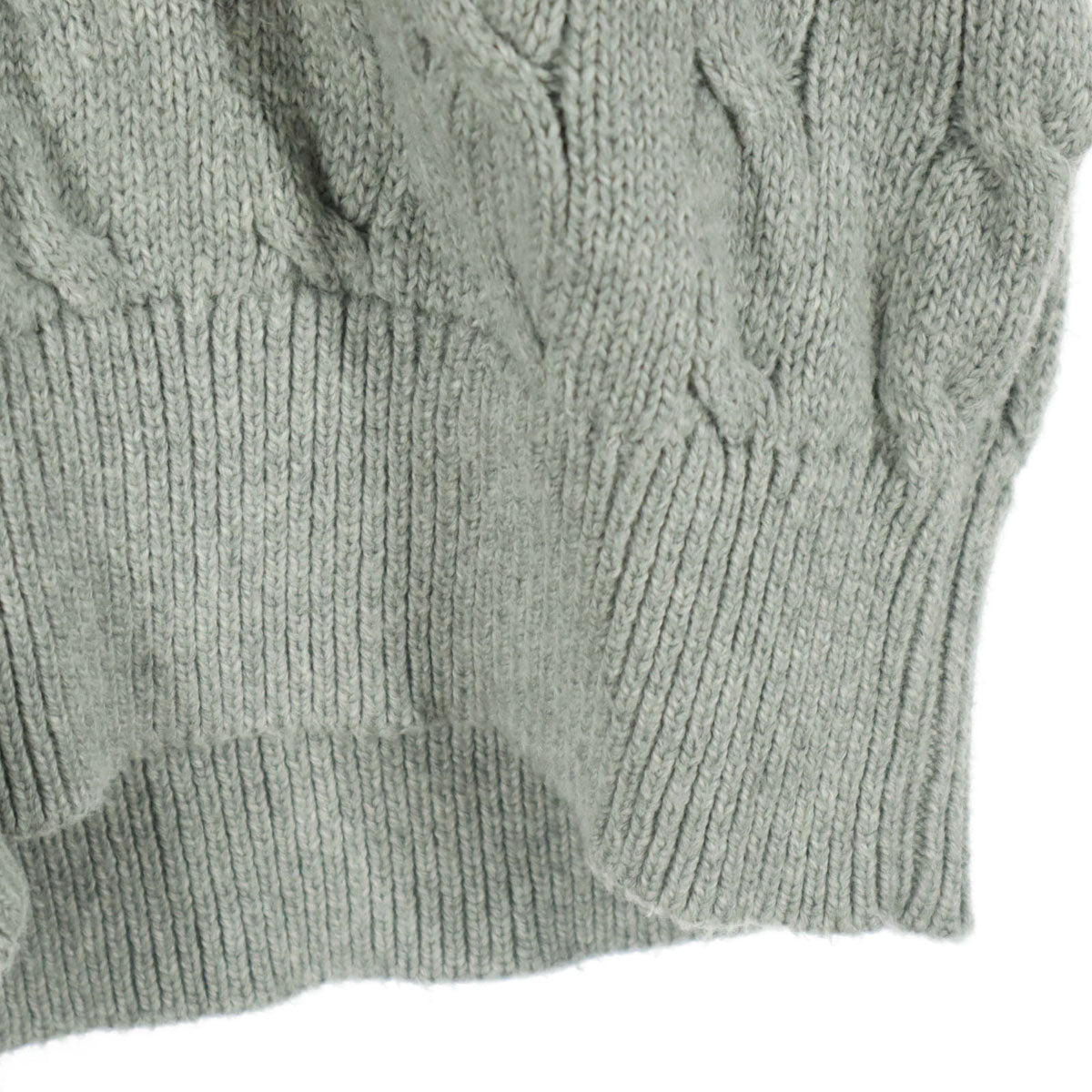 美品 POLO RALPH LAUREN ポロラルフローレン ワンポイント刺繍 長袖 ハーフジップ ケーブル編み コットン ニット XL グレー メンズ