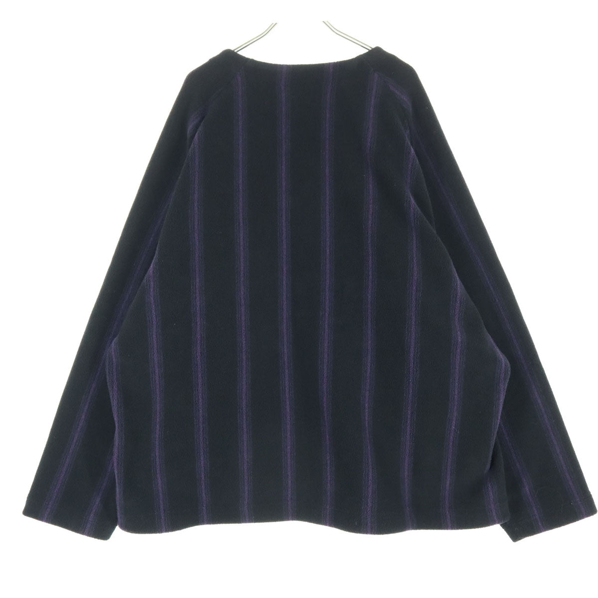 未使用 UNIQLO ユニクロ NEEDLES ニードルズ コラボ ワンポイントロゴ ストライプ柄 長袖 フリース カーディガン 3XL ブラック ビッグサイズ メンズ