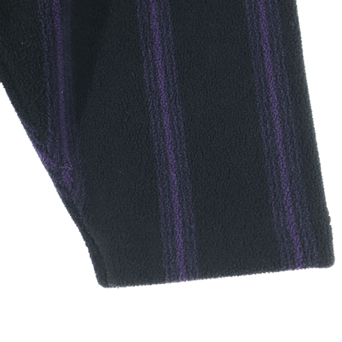 未使用 UNIQLO ユニクロ NEEDLES ニードルズ コラボ ワンポイントロゴ ストライプ柄 長袖 フリース カーディガン 3XL ブラック ビッグサイズ メンズ