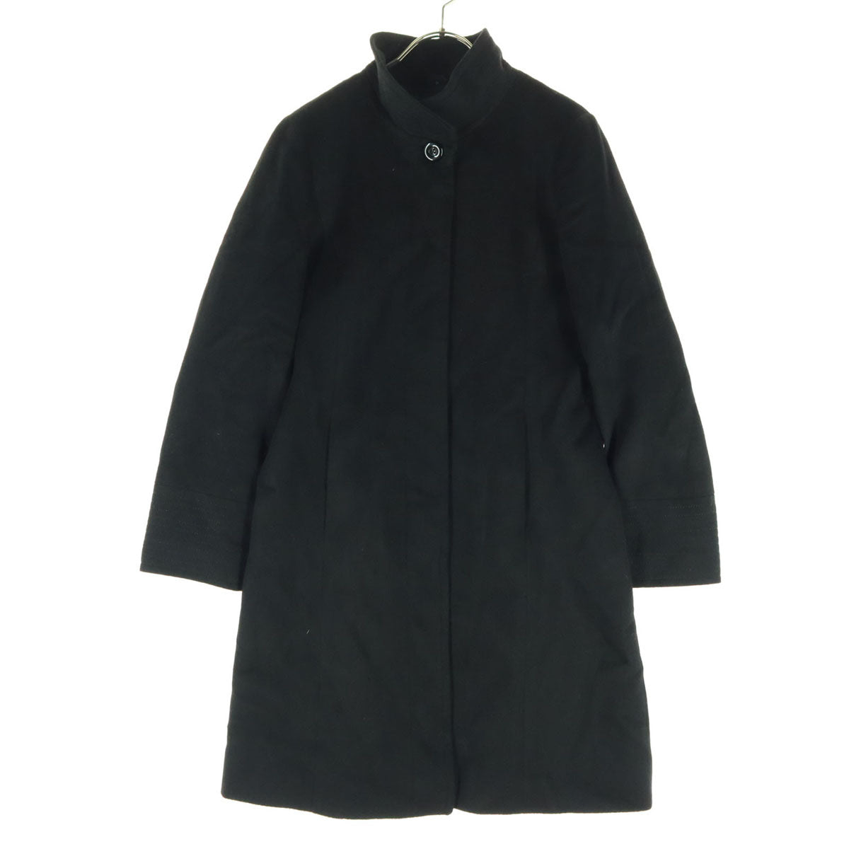 美品 Silsefia シルセフィア カシミヤ 長袖 スタンドカラー ウールコート 9 ブラック レディース