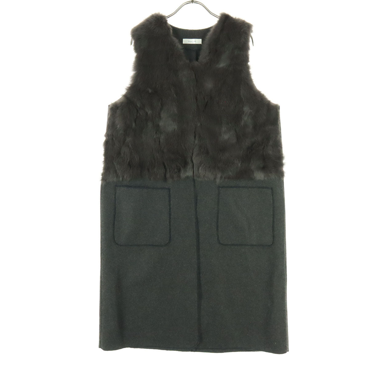 美品 Eimee Law エイミーロウ ノースリーブ ファー ジレベスト 38 ブラウン系 レディース