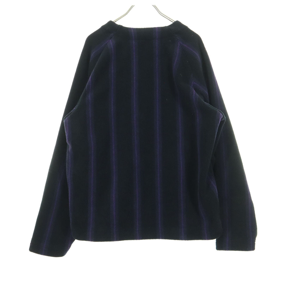 未使用 UNIQLO ユニクロ NEEDLES ニードルズ コラボ ワンポイントロゴ ストライプ柄 長袖 フリース カーディガン S ブラック メンズ