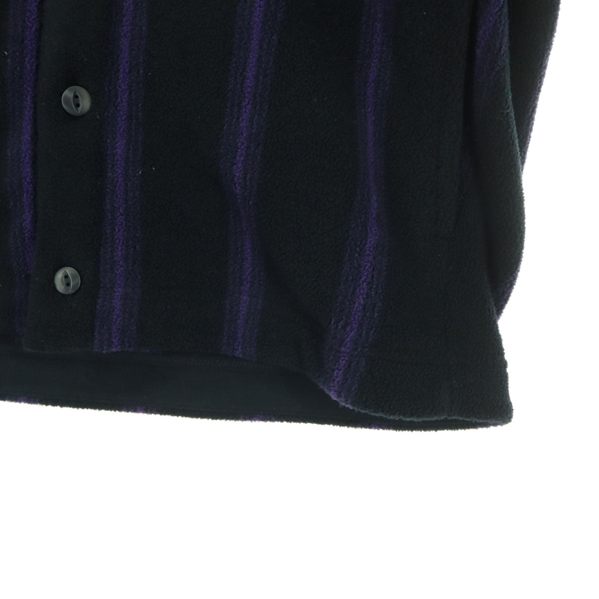 未使用 UNIQLO ユニクロ NEEDLES ニードルズ コラボ ワンポイントロゴ ストライプ柄 長袖 フリース カーディガン S ブラック メンズ