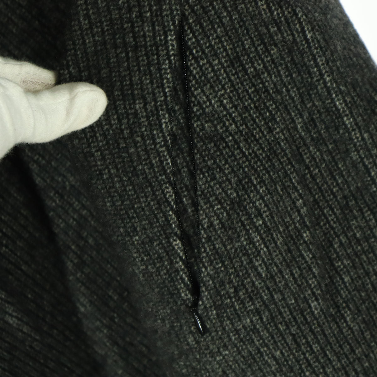 未使用 長袖 襟ミンク カシミア ロングコート M グレー レディース