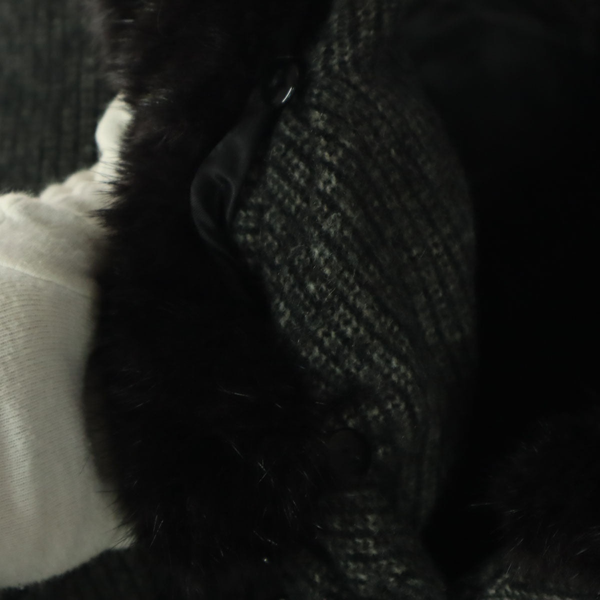 未使用 長袖 襟ミンク カシミア ロングコート M グレー レディース