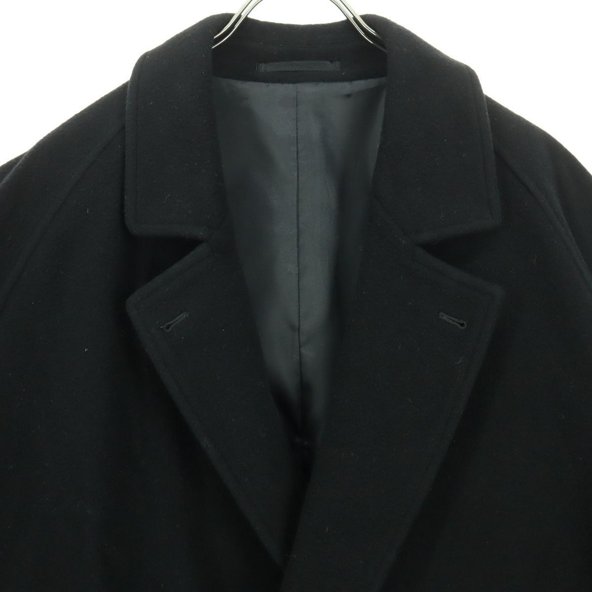 美品 CASHMERE カシミア カシミア混 長袖 チェスターコート LL ブラック メンズ