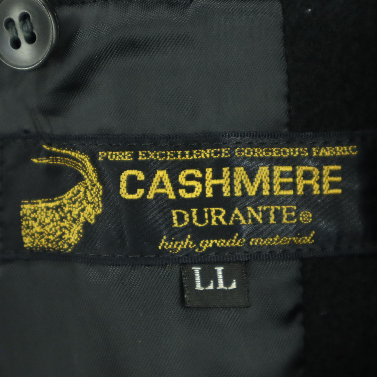 美品 CASHMERE カシミア カシミア混 長袖 チェスターコート LL ブラック メンズ