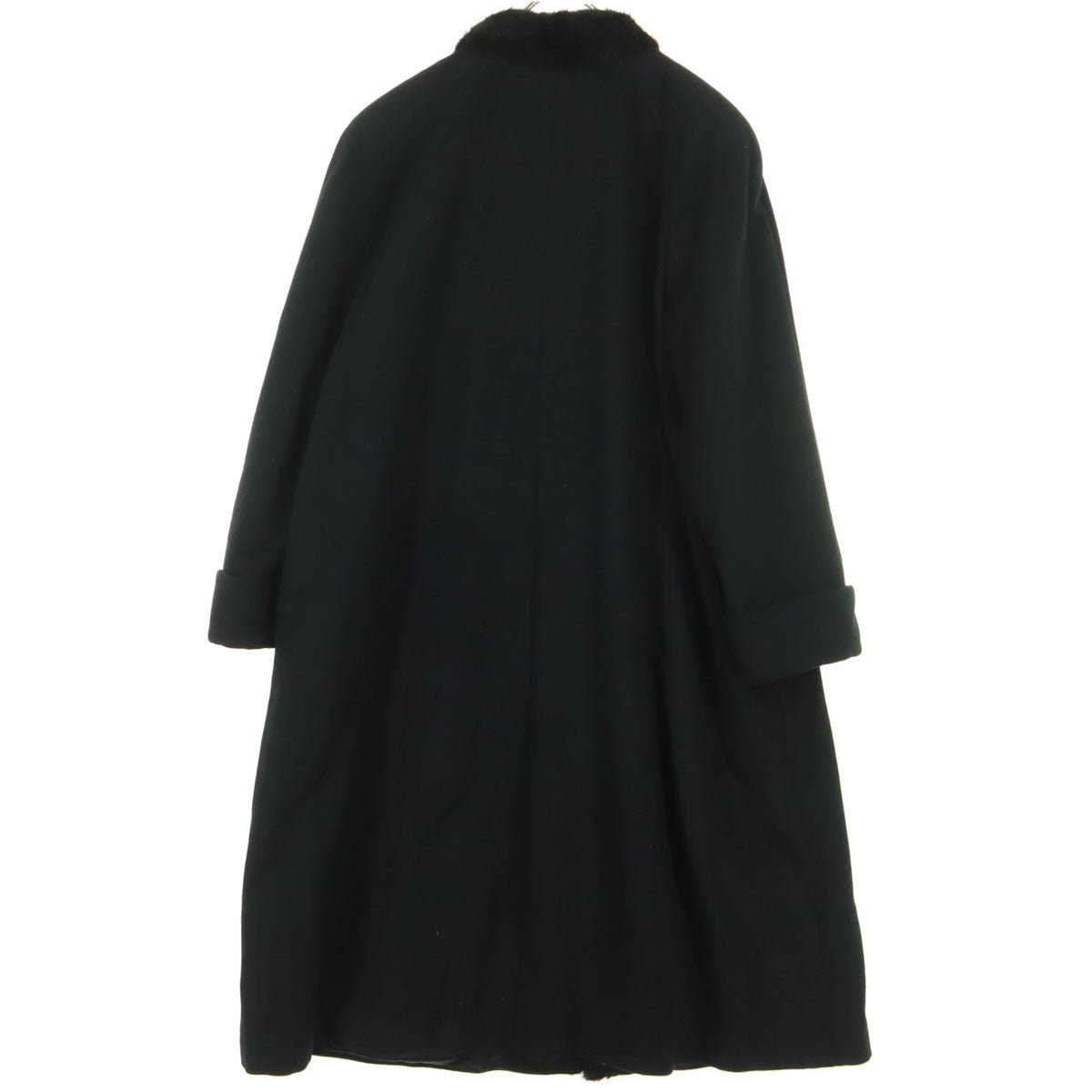 美品 Leilian レリアン 長袖 カシミヤ ノーカラーコート ブラック レディース