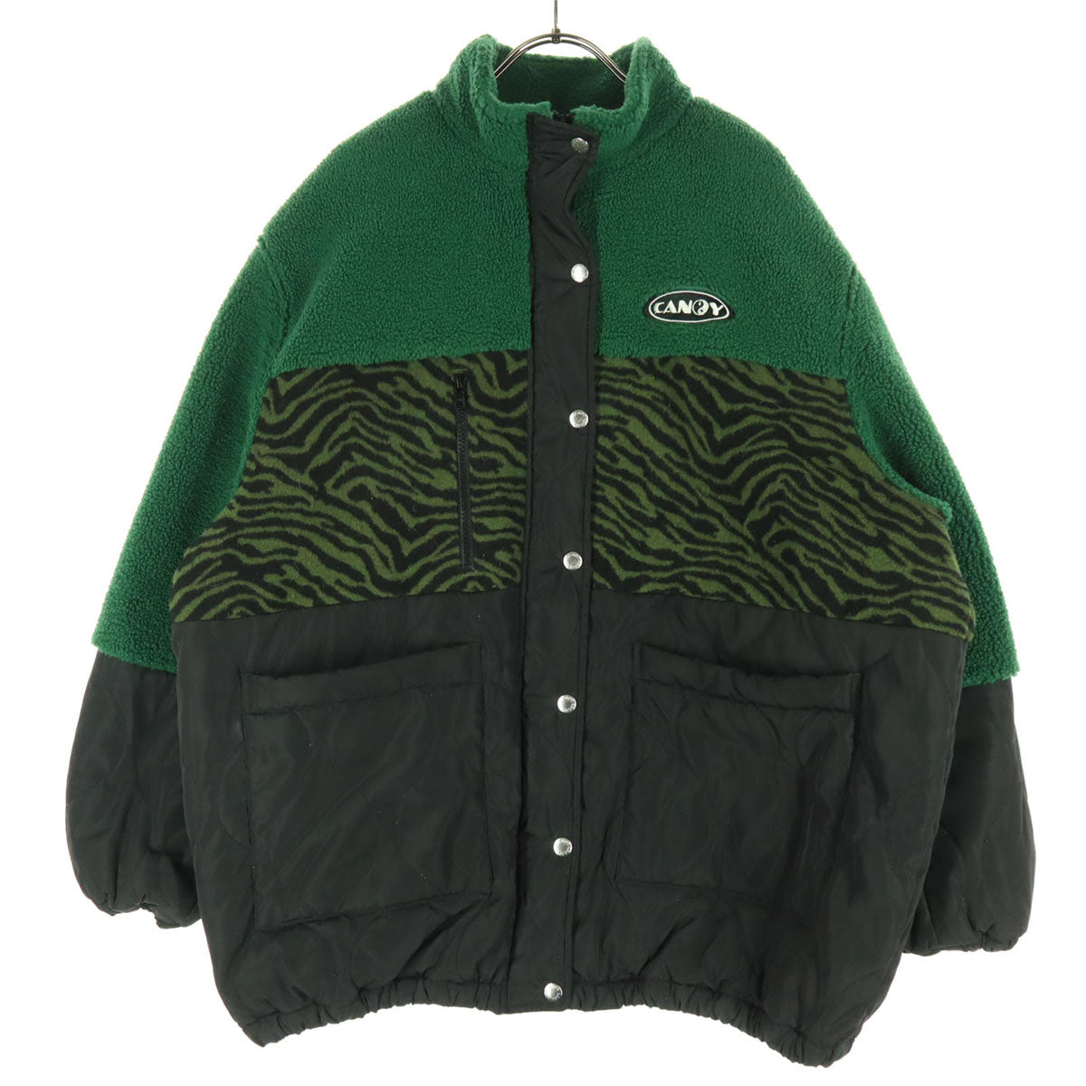 Candy Stripper キャンディーストリッパー ワンポイントロゴ 長袖 ボア キルティング 中綿 ブルゾン 2 グリーン系 レディース