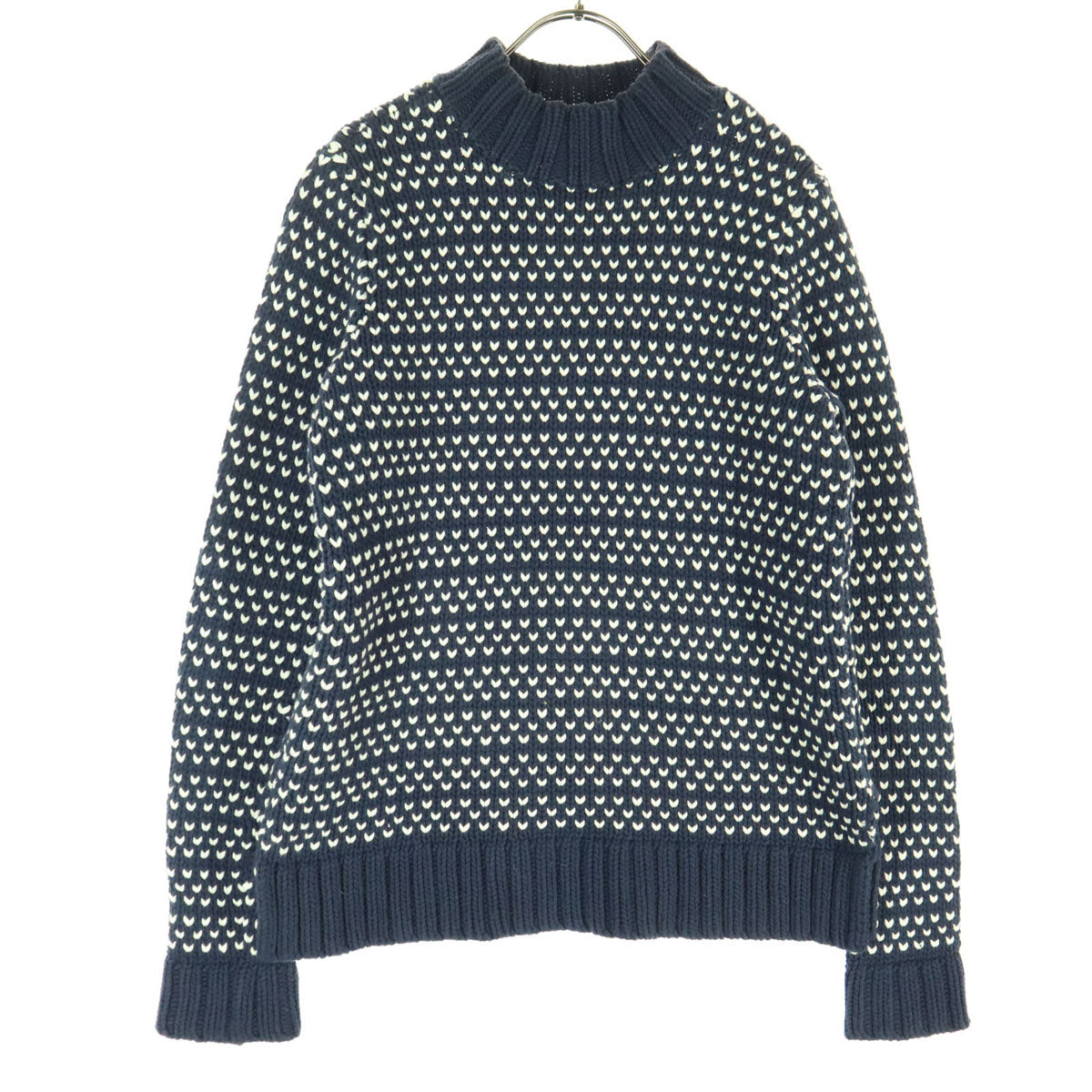 美品 L.L.Bean SIGNATURE エルエルビーンシグネチャー バーズアイ 長袖 コットン ニット XXS ネイビー レディース