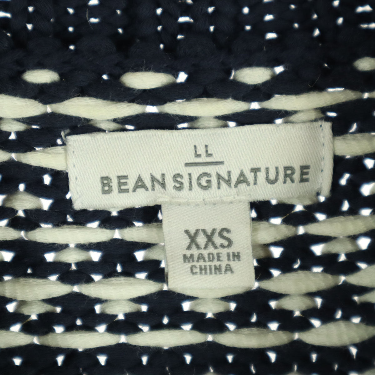 美品 L.L.Bean SIGNATURE エルエルビーンシグネチャー バーズアイ 長袖 コットン ニット XXS ネイビー レディース