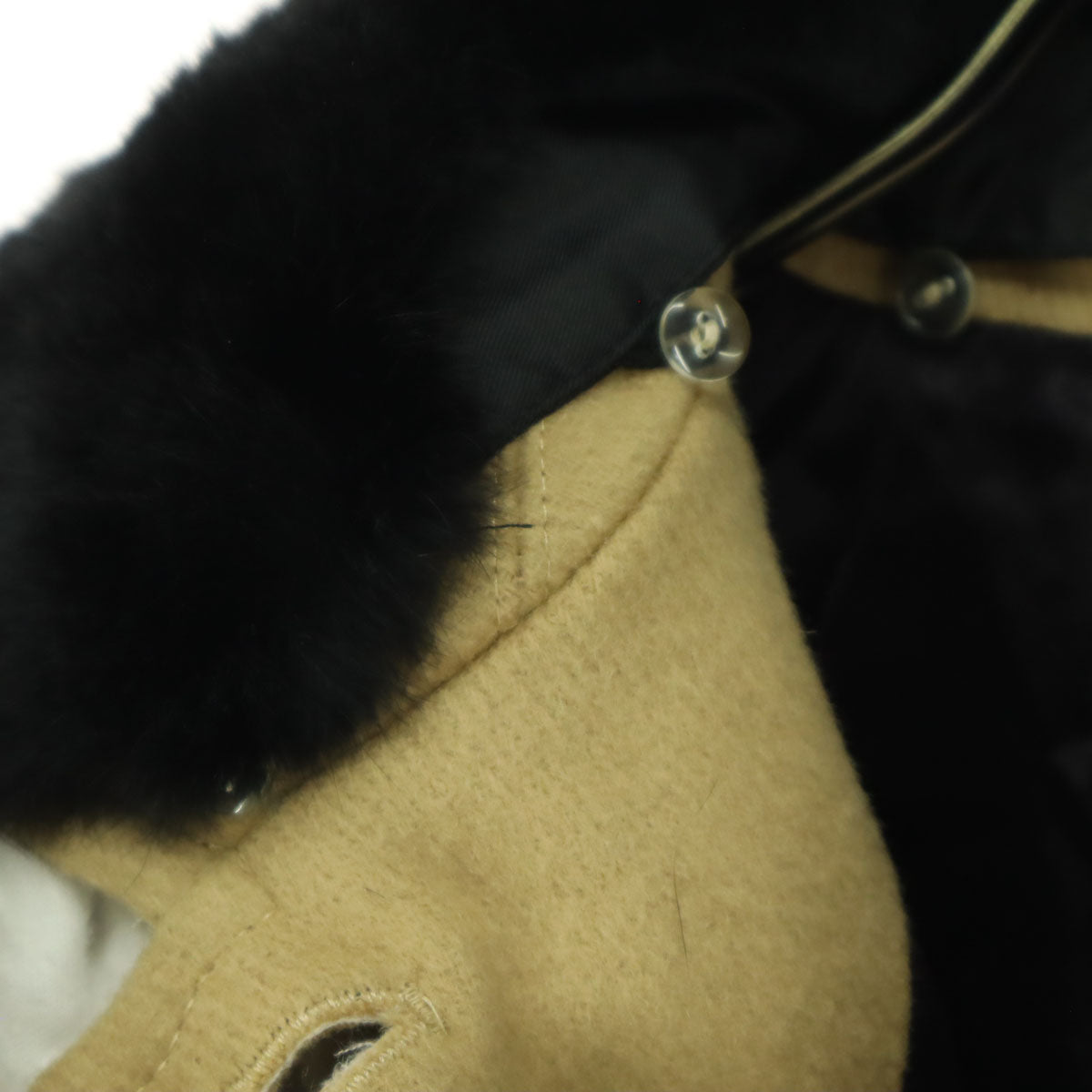 美品 LOVELESS ラブレス ファー襟 プリーツ ウールコート 38 ベージュ レディース