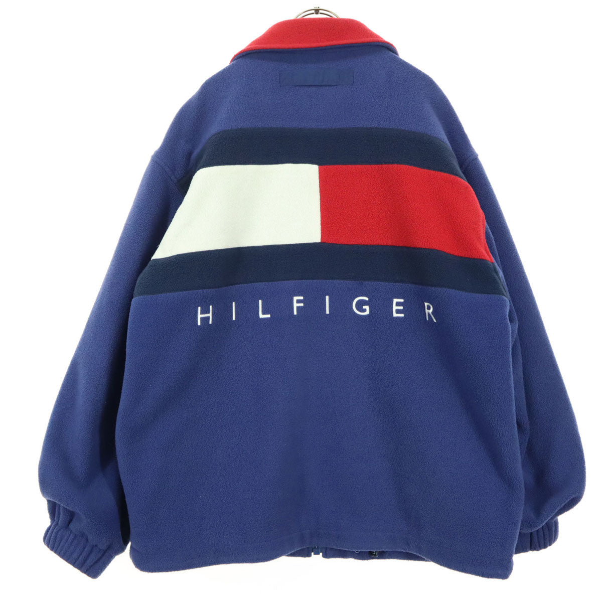 TOMMY HILFIGER トミーヒルフィガー 90s オールド フラッグタグ ワンポイントロゴ 長袖 トリコカラー フリースジャケット M ブルー メンズ
