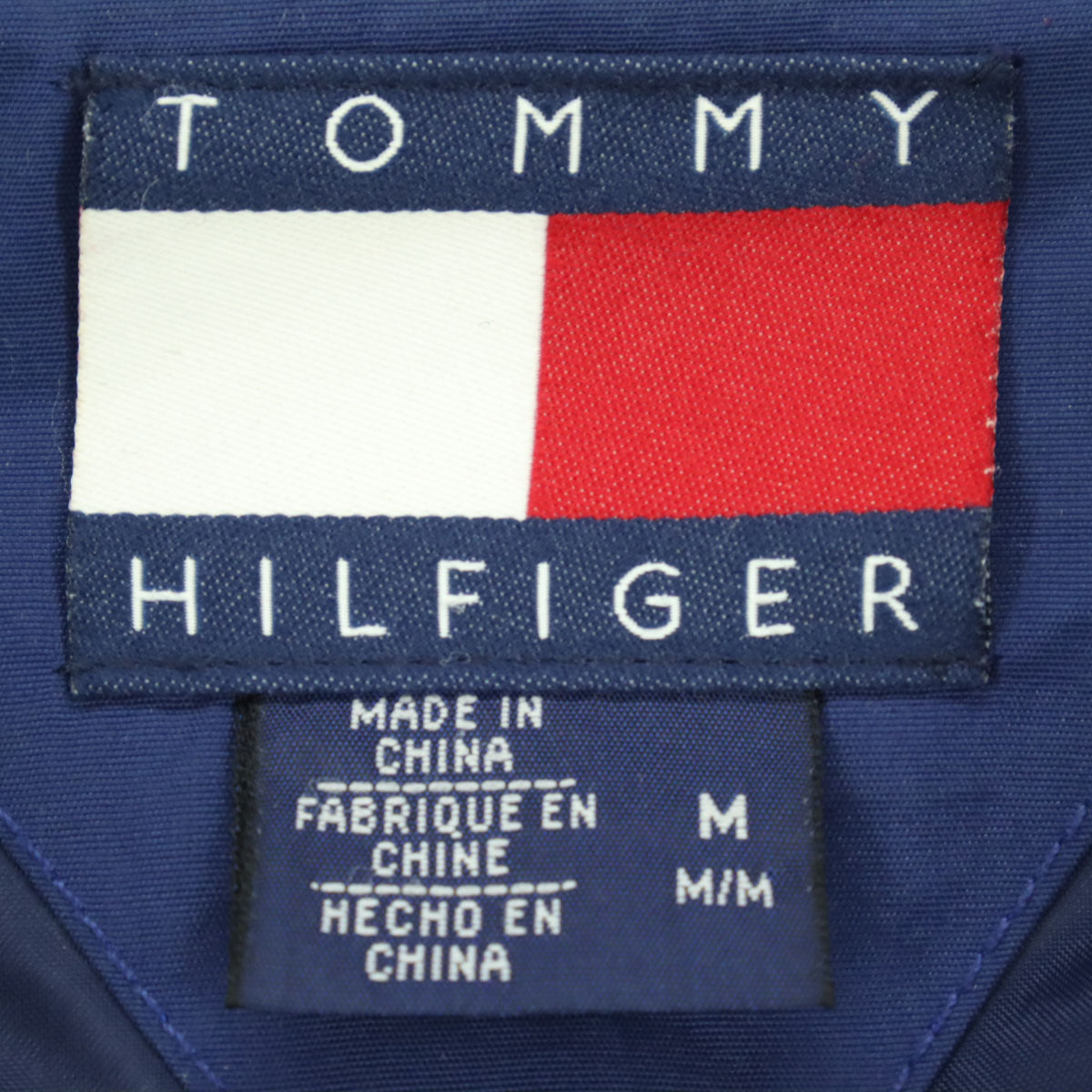 TOMMY HILFIGER トミーヒルフィガー 90s オールド フラッグタグ ワンポイントロゴ 長袖 トリコカラー フリースジャケット M ブルー メンズ