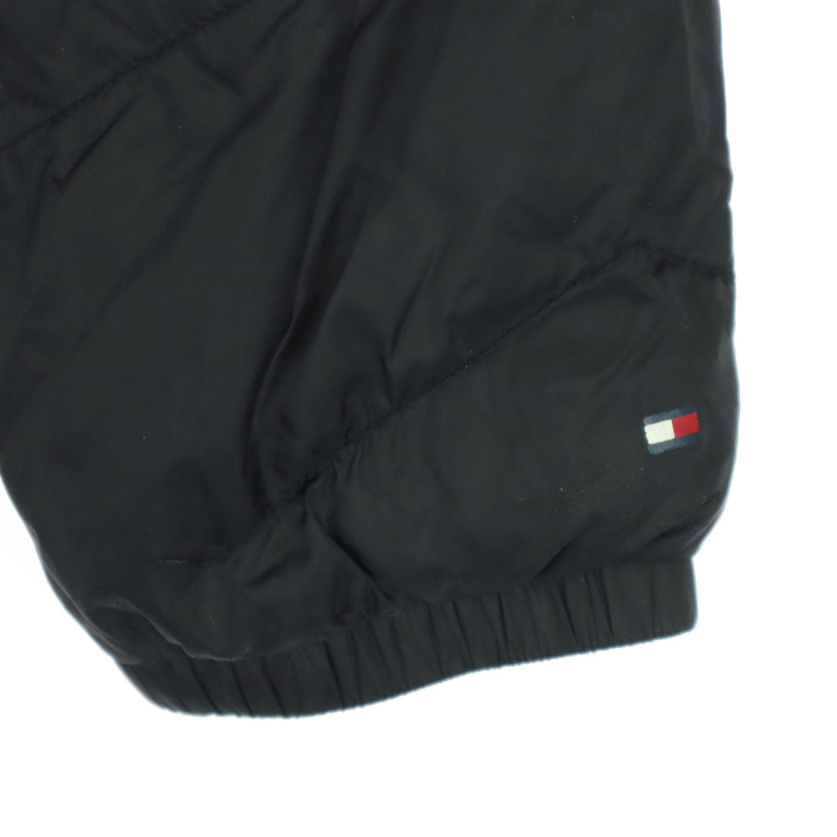 TOMMY HILFIGER トミーヒルフィガー ナイロン ワンポイントロゴ 長袖 中綿コート L ブラック レディース