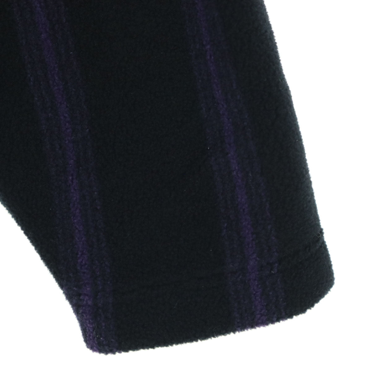 未使用 UNIQLO ユニクロ NEEDLES ニードルズ コラボ ワンポイント刺繍 ストライプ柄 長袖 フリース オーバーサイズ カーディガン M ブラック バイカラー メンズ