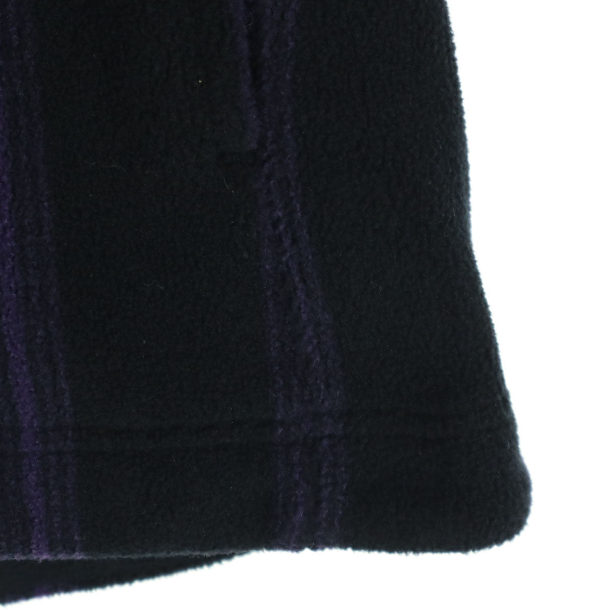 未使用 UNIQLO ユニクロ NEEDLES ニードルズ コラボ ワンポイント刺繍 ストライプ柄 長袖 フリース オーバーサイズ カーディガン M ブラック バイカラー メンズ