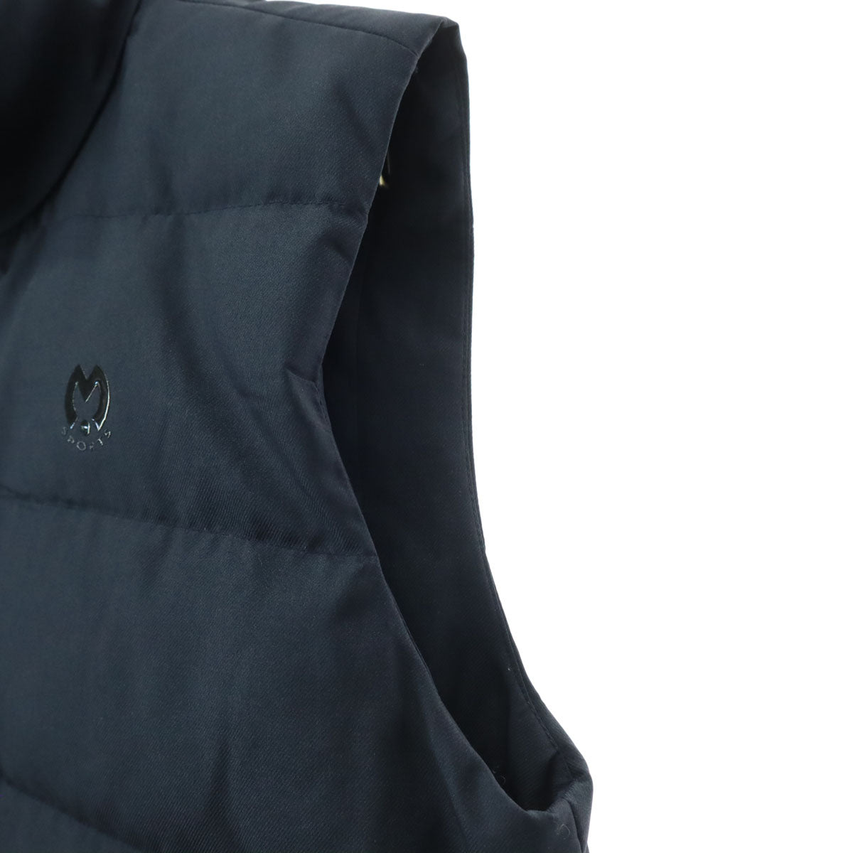 美品 mila schon SPORTS ミラショーン スポーツ ワンポイントロゴ ノースリーブ ダウンベスト 46 ブラック メンズ