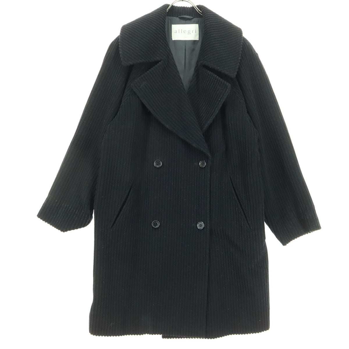 Allegri アレグリ 長袖 コーデュロイ ピーコート 9AR ブラック レディース