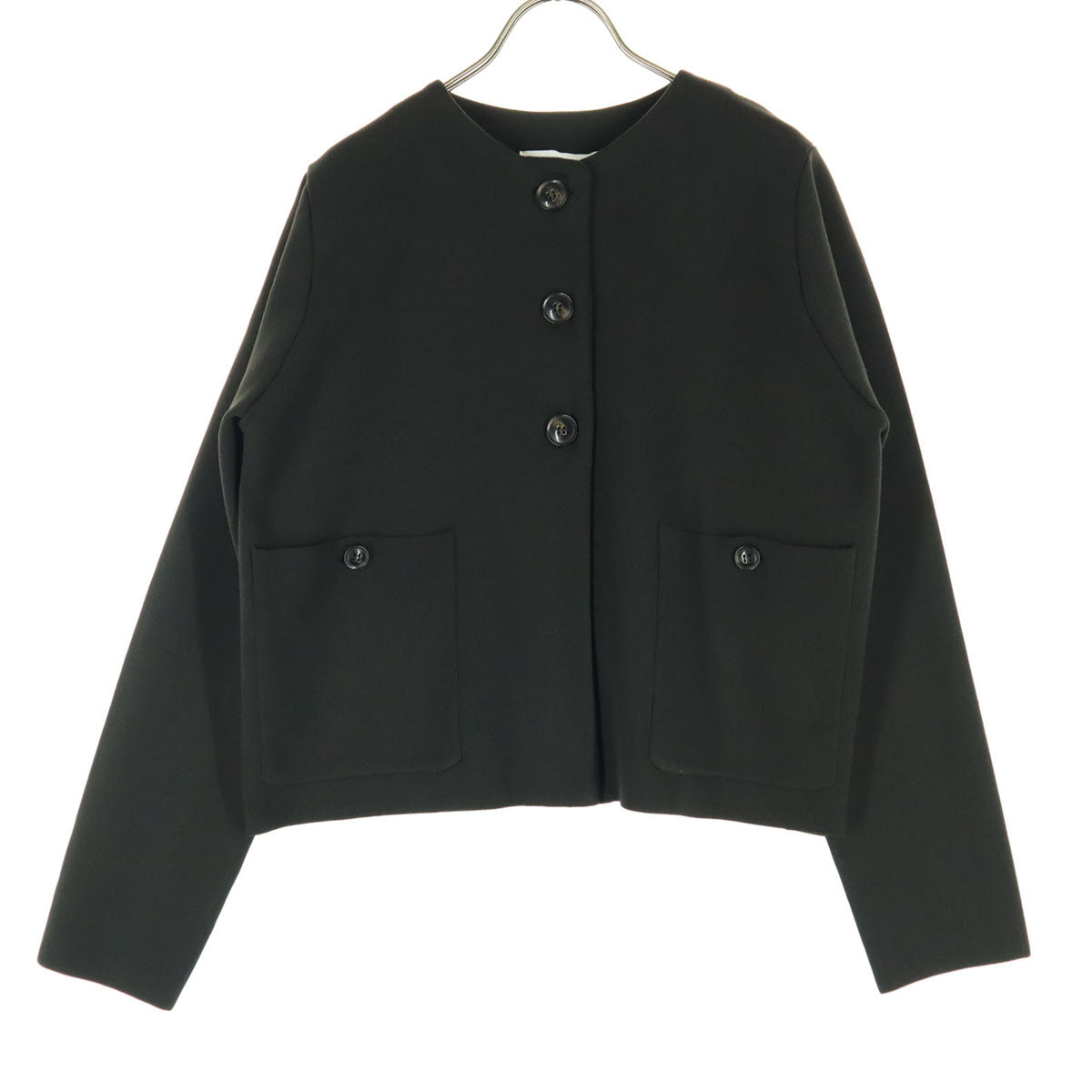 美品 quaranciel カランシエル 長袖 ノーカラージャケット F ブラック ポケット レディース