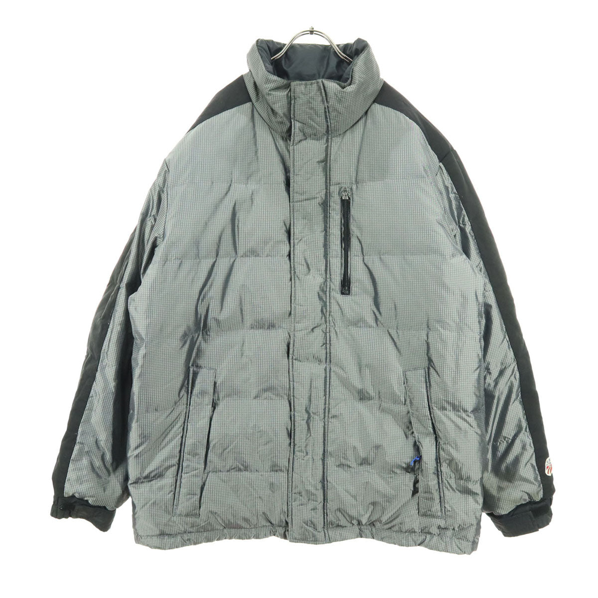 TOMMY HILFIGER トミーヒルフィガー リバーシブル スクエア柄 長袖 ダウンジャケット XL グレー系 メンズ