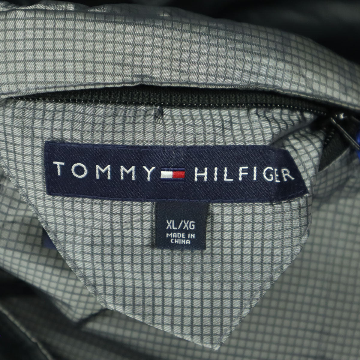 TOMMY HILFIGER トミーヒルフィガー リバーシブル スクエア柄 長袖 ダウンジャケット XL グレー系 メンズ