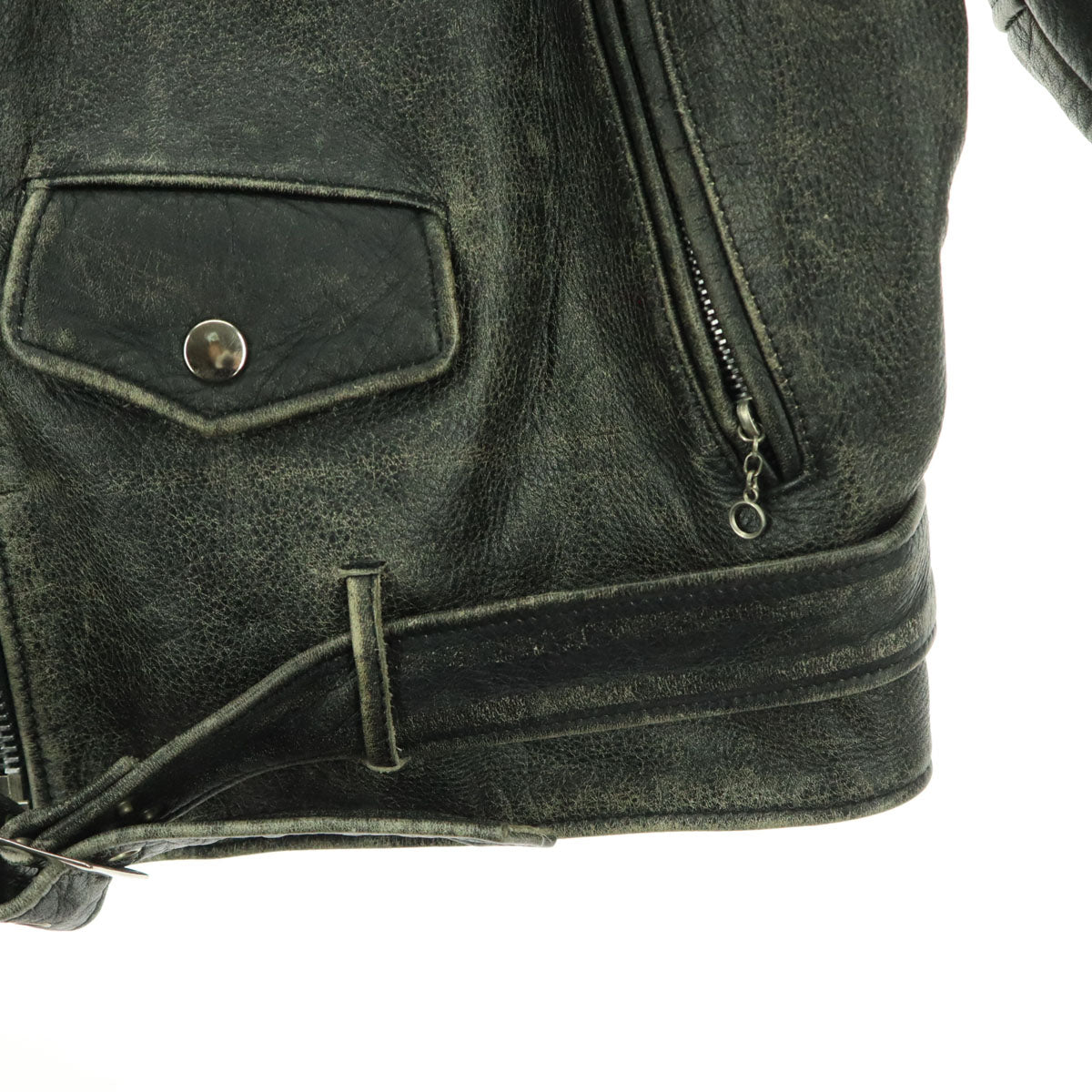 長袖 レザー ダブルライダースジャケット 40 ブラック 牛革 メンズ