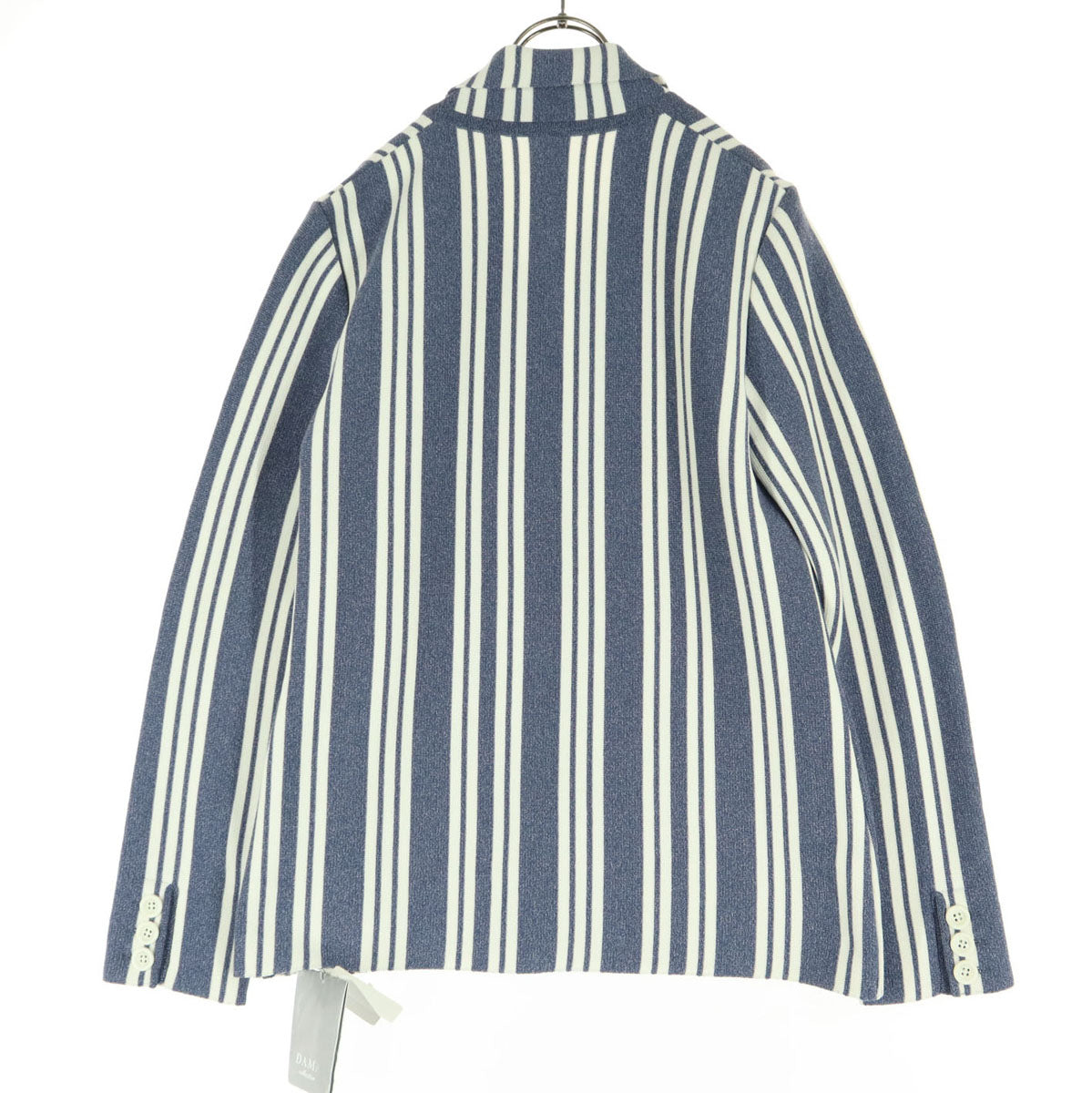 未使用 DAMAcollection ダーマコレクション 日本製 ストライプ柄 長袖 ニットジャケット L ブルー系 レディース