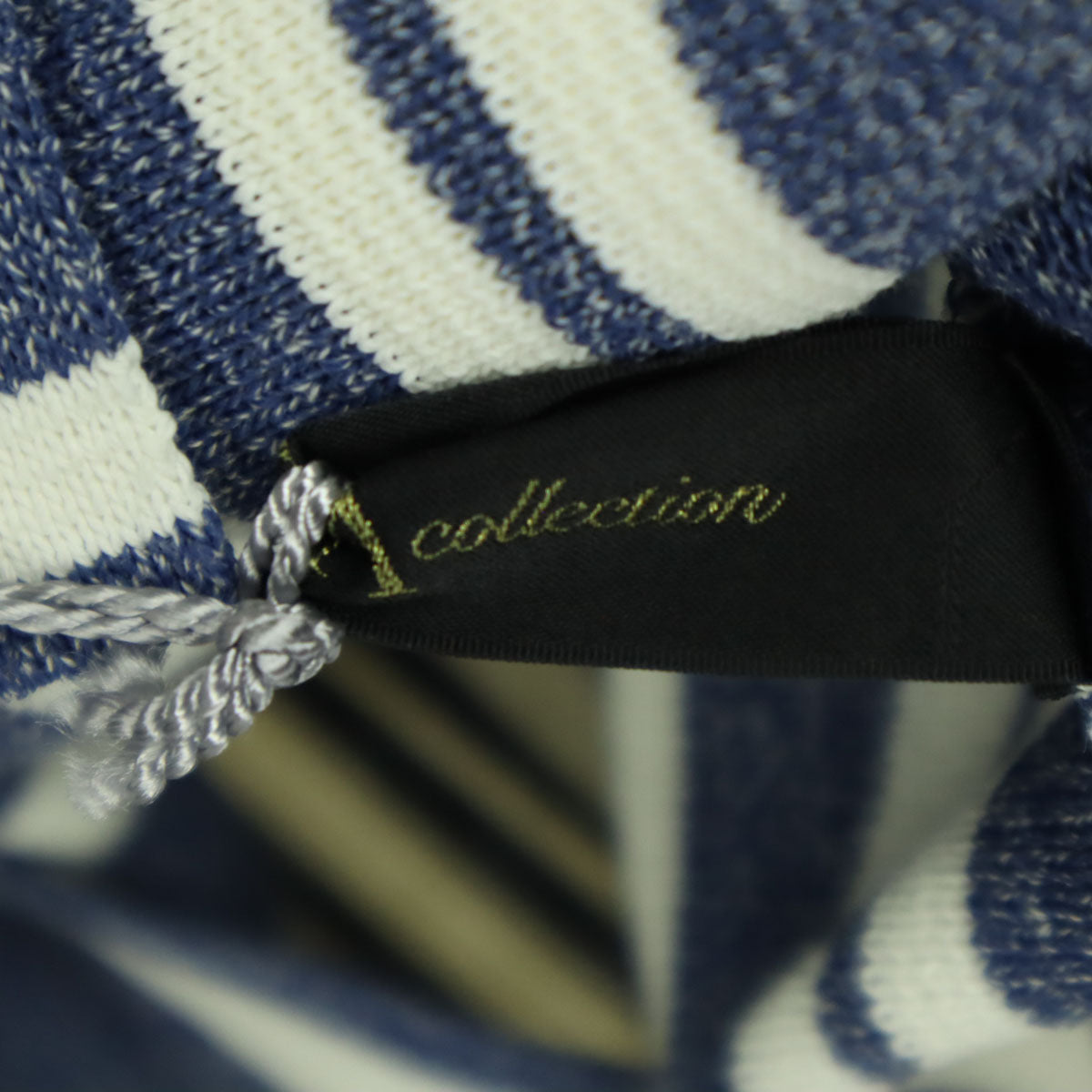 未使用 DAMAcollection ダーマコレクション 日本製 ストライプ柄 長袖 ニットジャケット L ブルー系 レディース