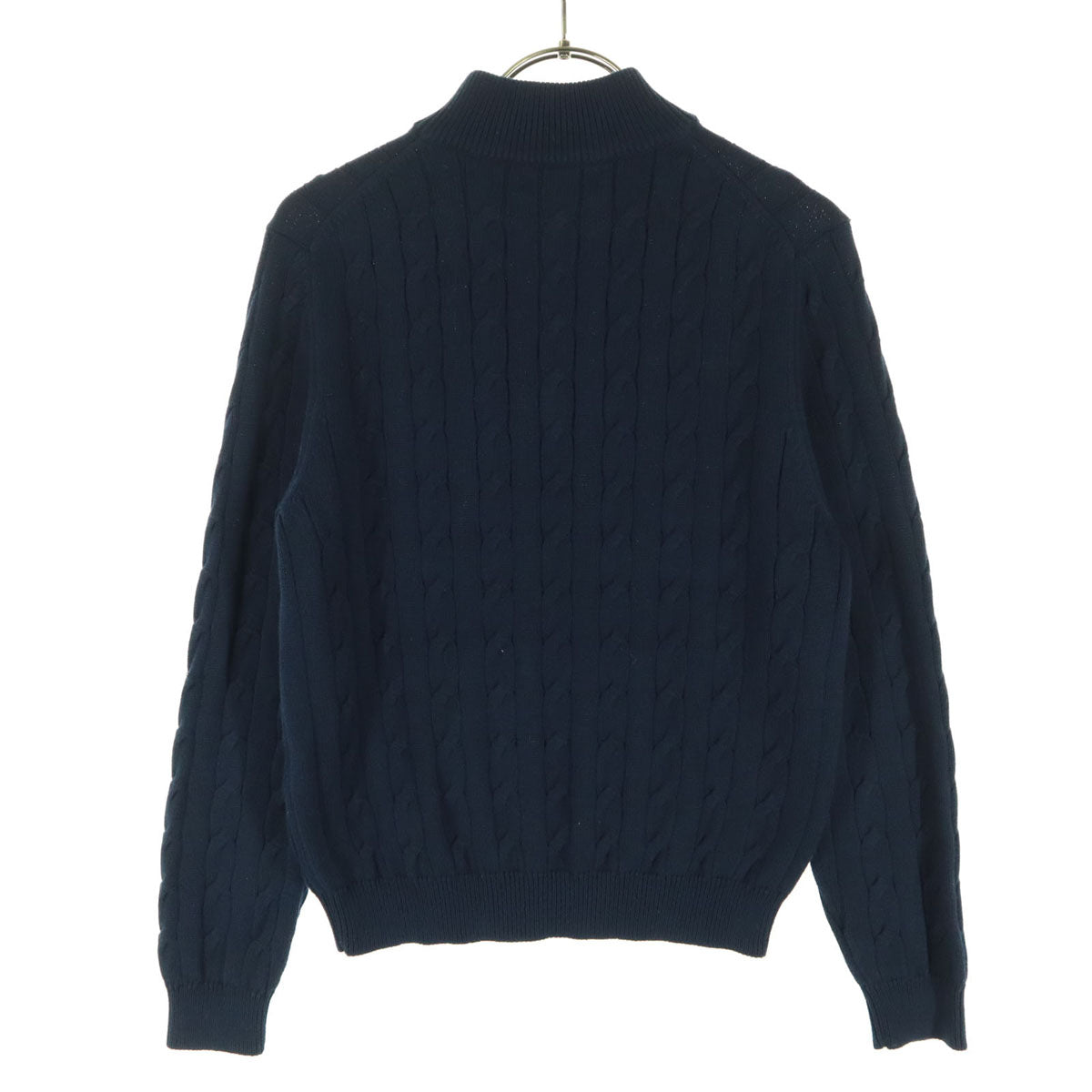 Brooks Brothers ブルックスブラザーズ フィッシャーマン 長袖 ハイネック ハーフジップ ケーブル編み コットン ニット M ネイビー レディース