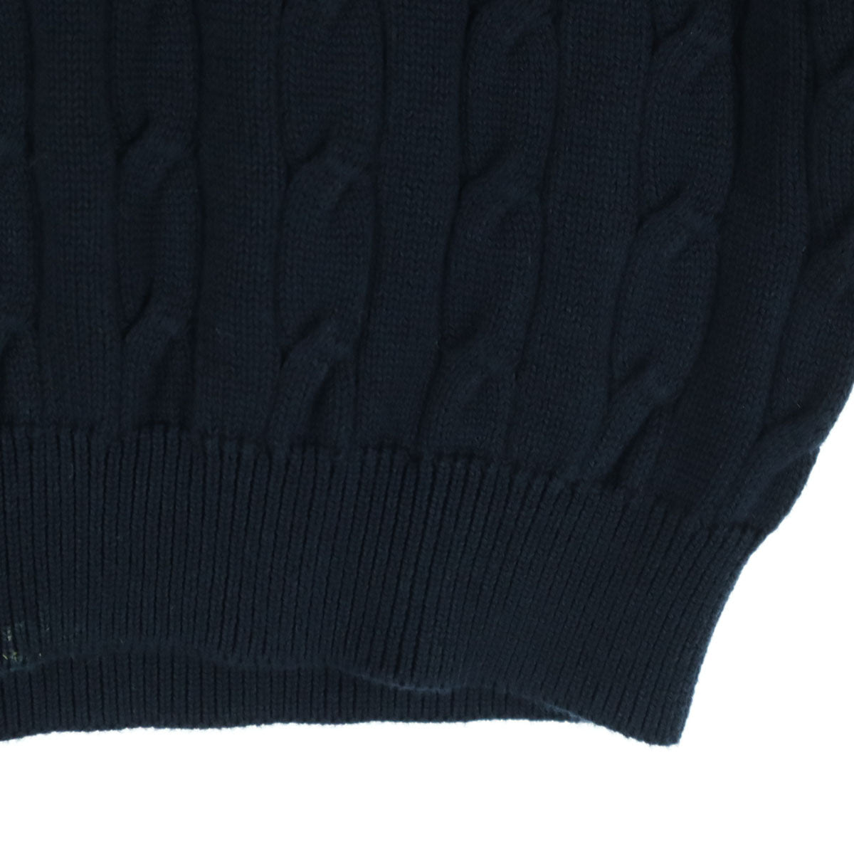 Brooks Brothers ブルックスブラザーズ フィッシャーマン 長袖 ハイネック ハーフジップ ケーブル編み コットン ニット M ネイビー レディース