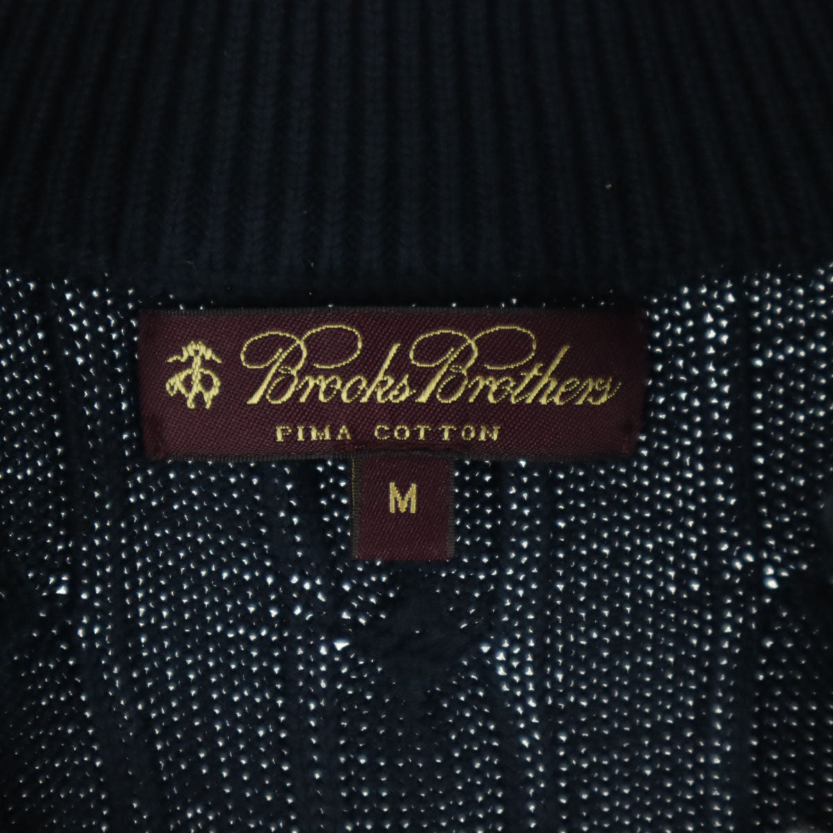 Brooks Brothers ブルックスブラザーズ フィッシャーマン 長袖 ハイネック ハーフジップ ケーブル編み コットン ニット M ネイビー レディース