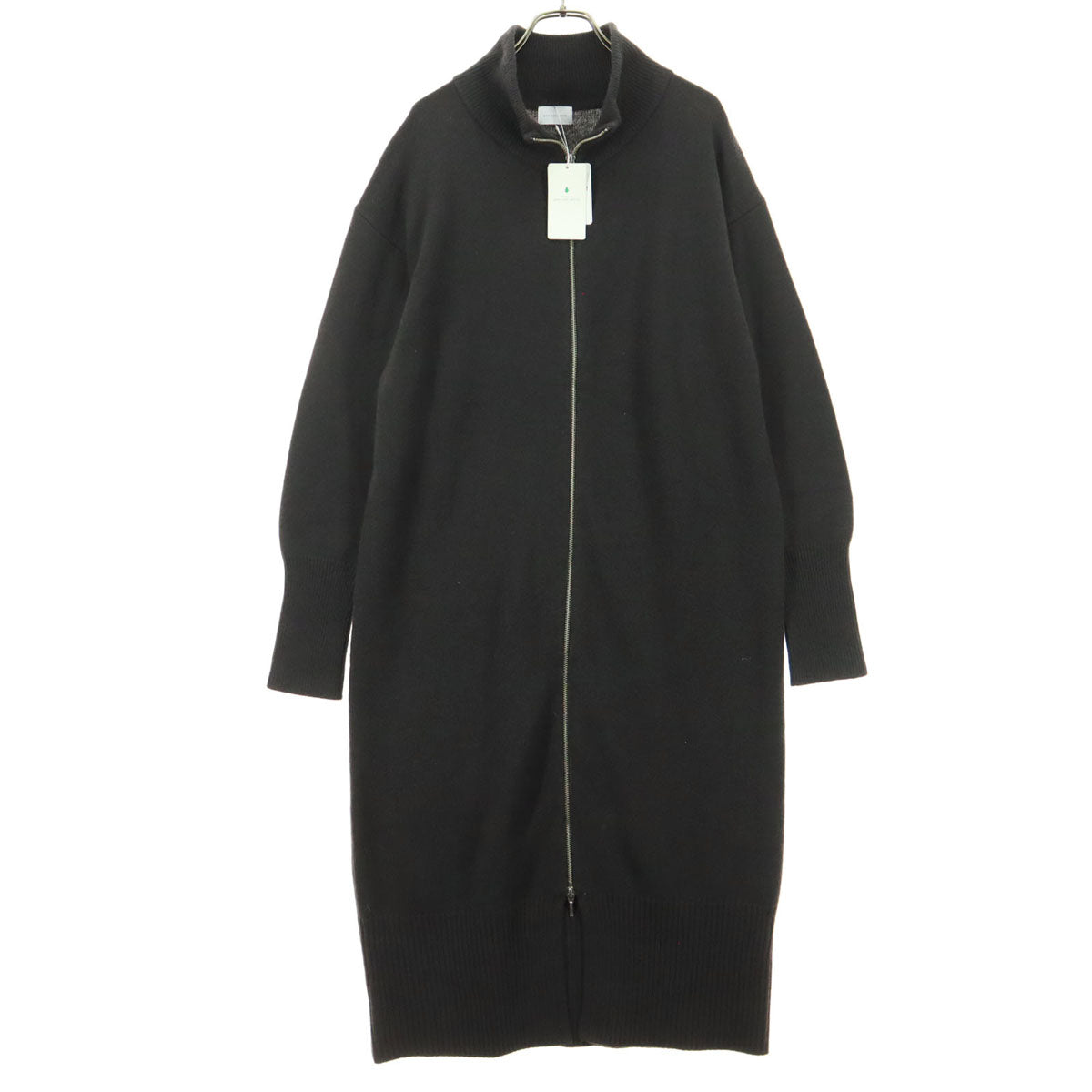 未使用 green label relaxing グリーンレーベルリラクシング 長袖 フルジップアップ ニット ロングワンピース F グレー レディース