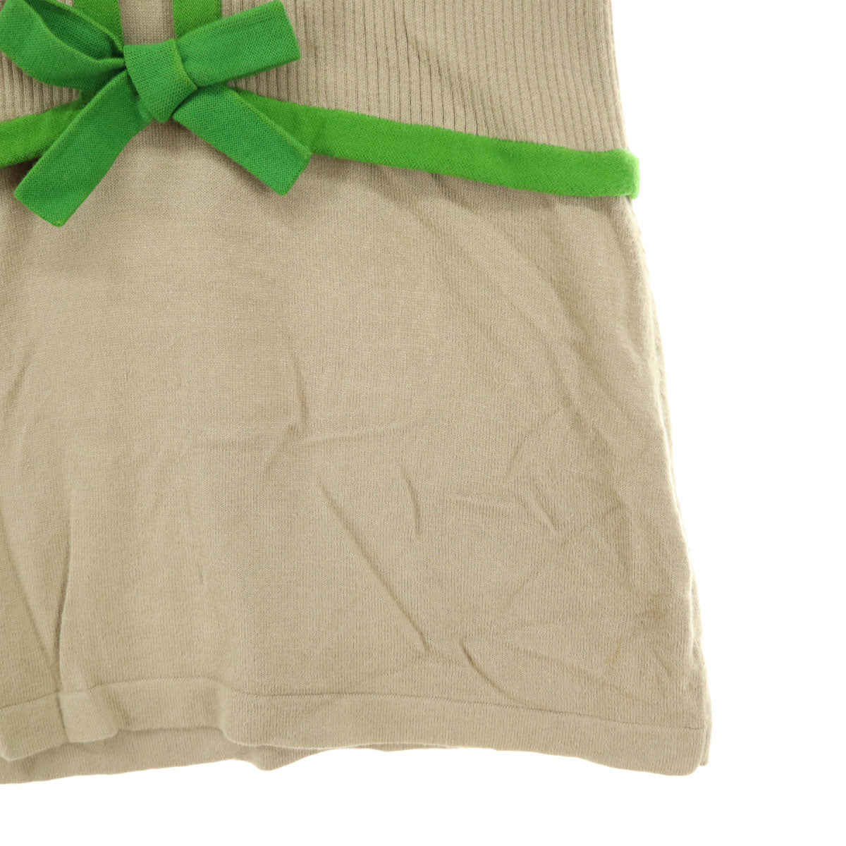 PAULE KA ポールカ 長袖 ニット S ベージュ 前面リボン レディース