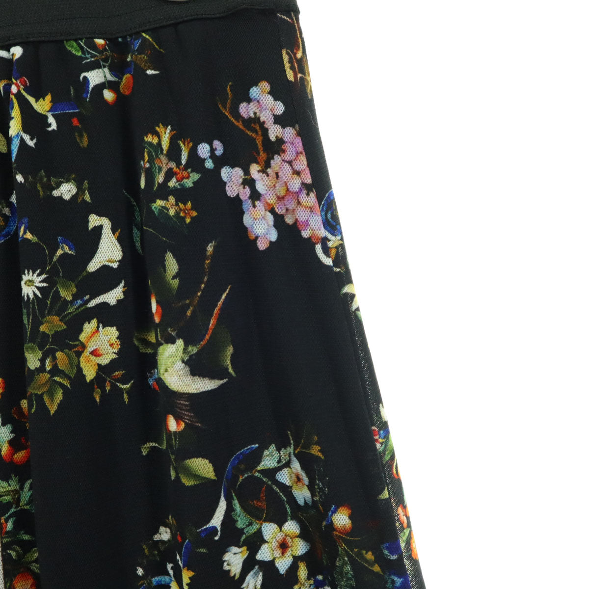 美品 VIVIENNE TAM ヴィヴィアンタム 日本製 花柄 ロング丈 フレアスカート 42 ブラック レディース